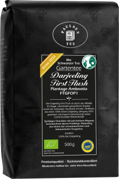 Bio Darjeeling First Flush FTGFOP1, schwarzer Tee, Ernte 2023 - Gartentee - Plantage Ambootia - Vorbestellung