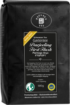 Darjeeling First Flush FTGFOP1, schwarzer Tee, Ernte 2023 - Gartentee - Plantage Arya