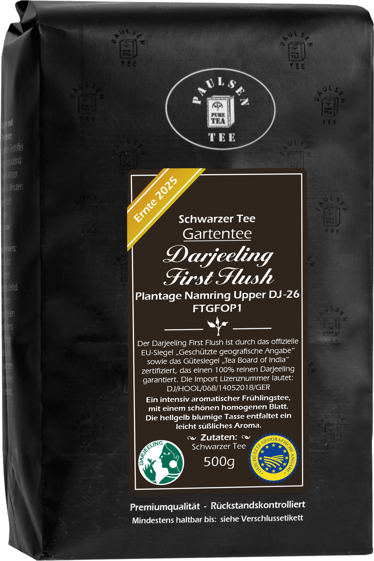 Darjeeling First Flush FTGFOP1, schwarzer Tee, Ernte 2025 - Gartentee -  Plantage Namring Upper