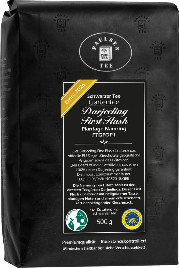 Darjeeling First Flush FTGFOP1, schwarzer Tee, Ernte 2026 - Gartentee - Plantage Namring - Vorbestellung