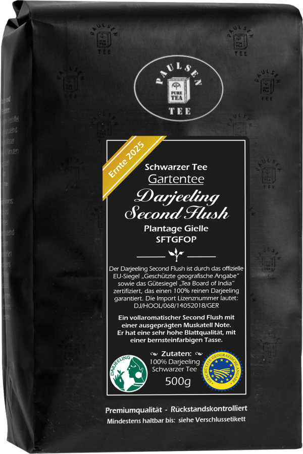 Darjeeling Second Flush FTGFOP, schwarzer Tee, Ernte 2025 - Gartentee - Plantage Gielle