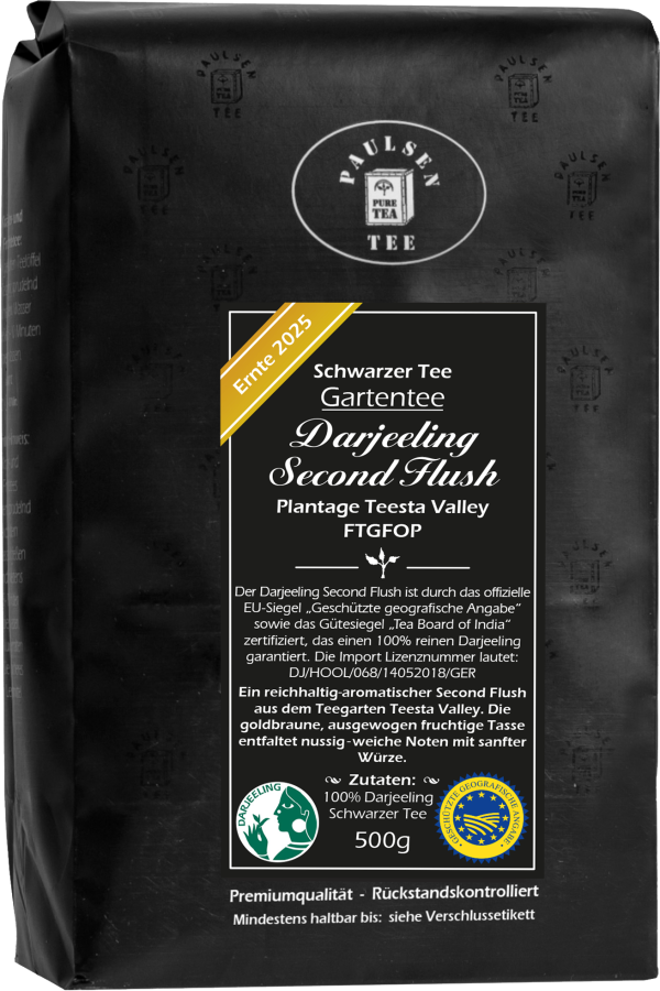 Darjeeling Second Flush FTGFOP1, schwarzer Tee, Ernte 2025 - Gartentee - Plantage Teesta Valley