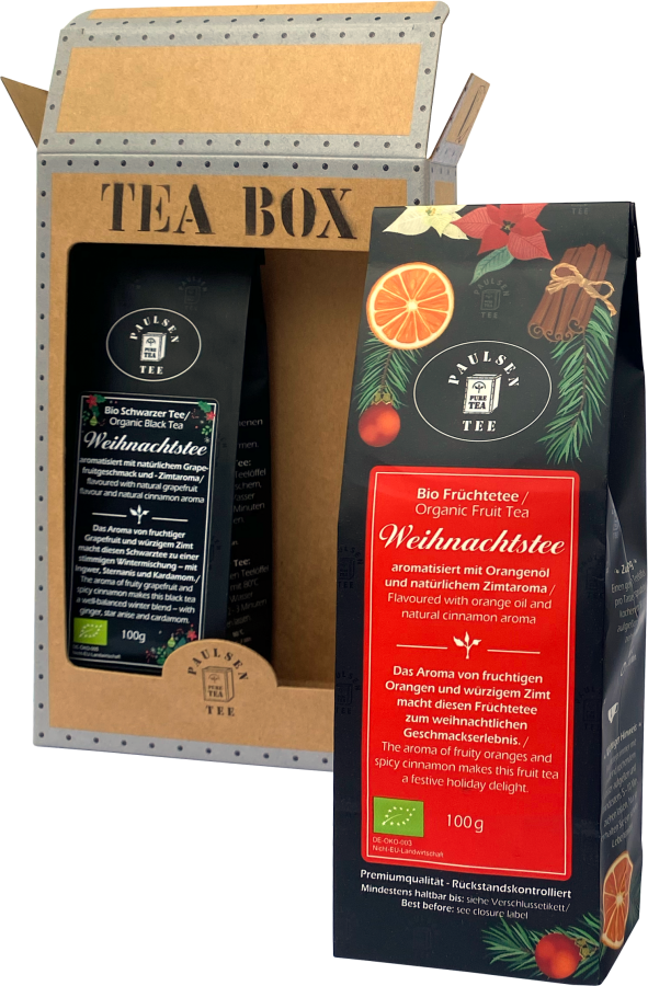 Bio Weihnachtstee Set gemischt 2x 100g, Schwarztee und Früchtetee